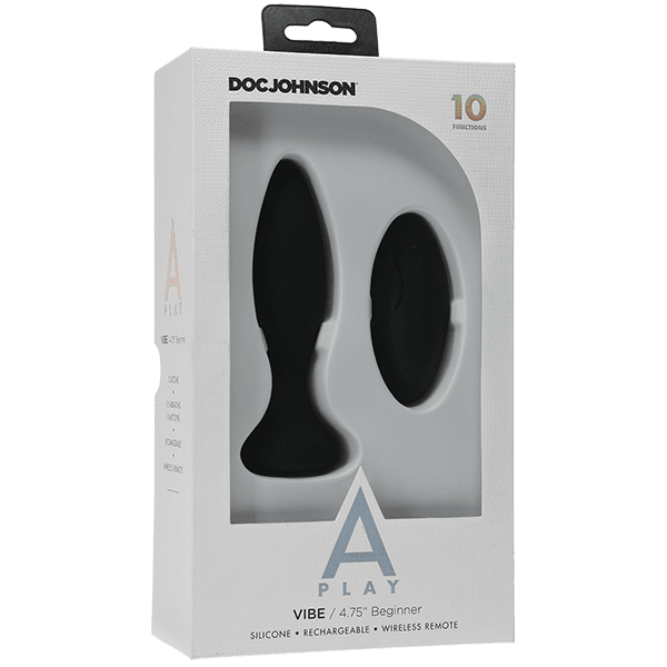Doc Johnson A-Play Vibe Beginner Rechargeable Silicone Anal Plug with Remote