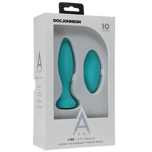 Doc Johnson A-Play Vibe Beginner Rechargeable Silicone Anal Plug with Remote