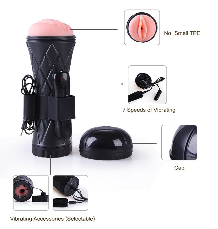 Passions Cup Vagina Pocket Pussy with Wired Remote Control