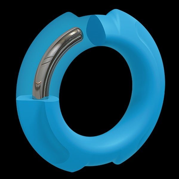 OptiMALE Silicone Metal Cock Ring 35mm - Blue