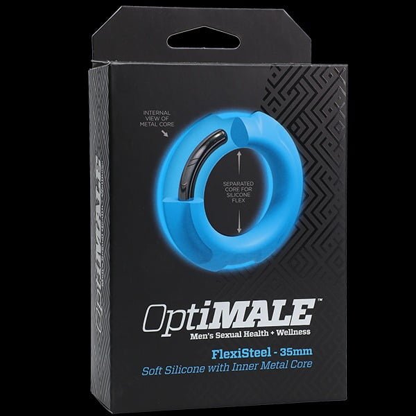 OptiMALE Silicone Metal Cock Ring 35mm - Blue