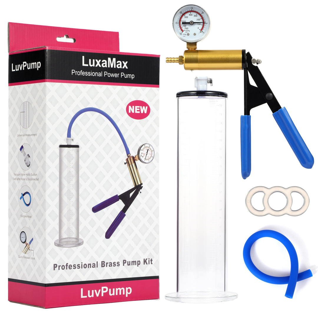 LuxaMax 2.0 Professional Brass Power Handle Pump with PSI Gauge