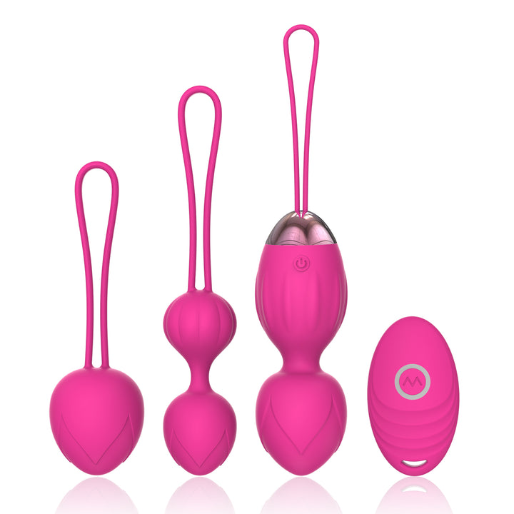 y.Love Cherry Vibrating Kegel Ball Training Set 4pc with Remote Control - Pink