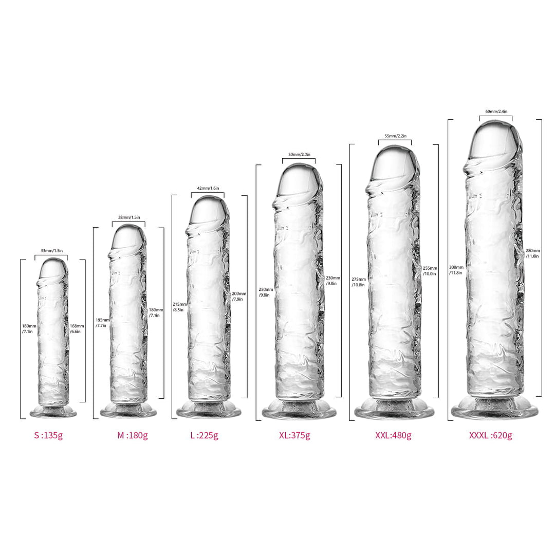 QS-D015L Ultra Realistic 8.5'' Dildo - Large - Clear