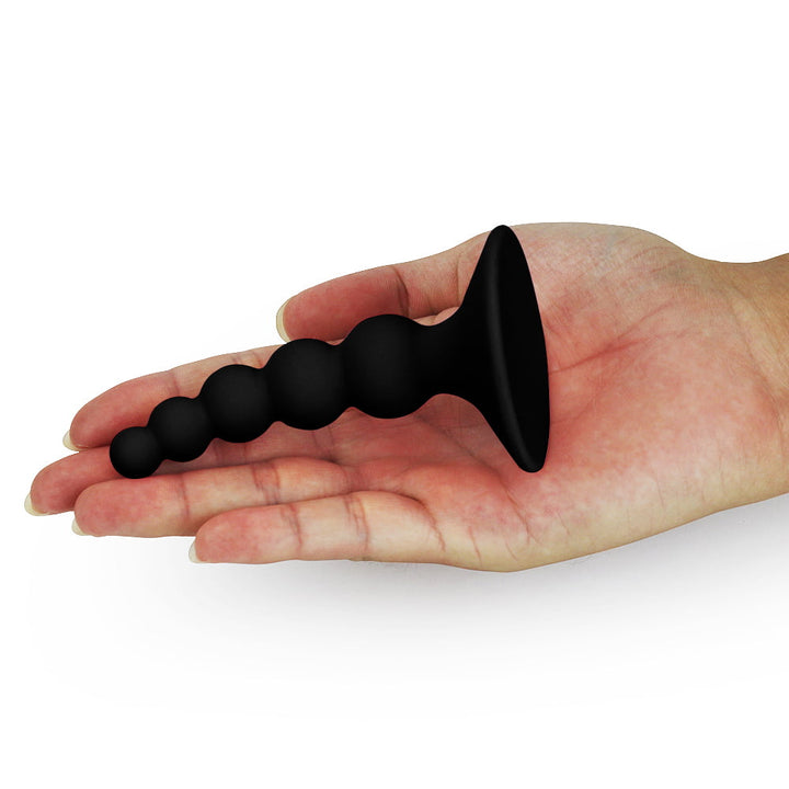 Lovetoy Silicone 4" Beaded Anal Plug - Black