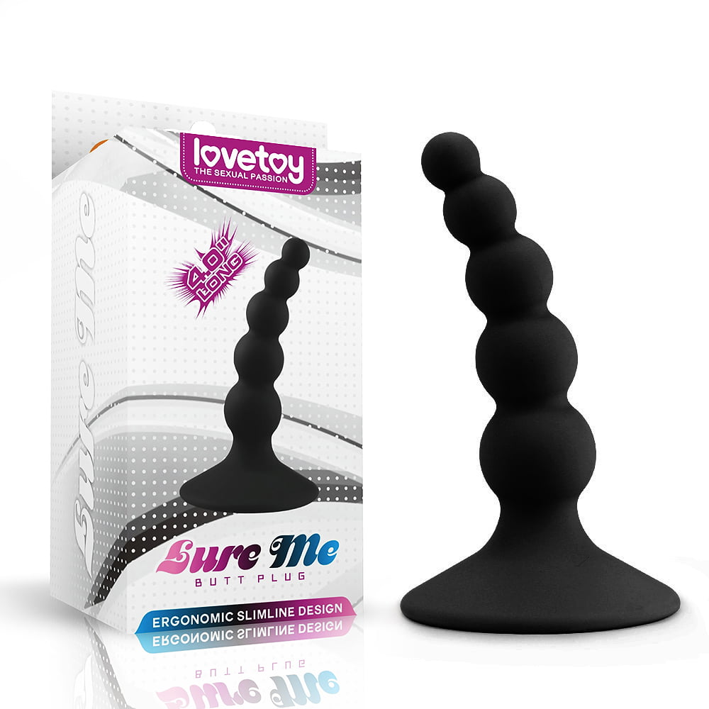 Lovetoy Silicone 4" Beaded Anal Plug - Black