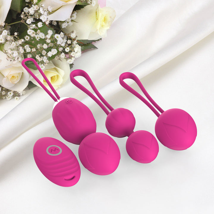 y.Love Cherry Vibrating Kegel Ball Training Set 4pc with Remote Control - Pink