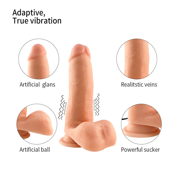 Ultra Realistic Vibrating 6.9" Dildo with Suction Cup & Balls