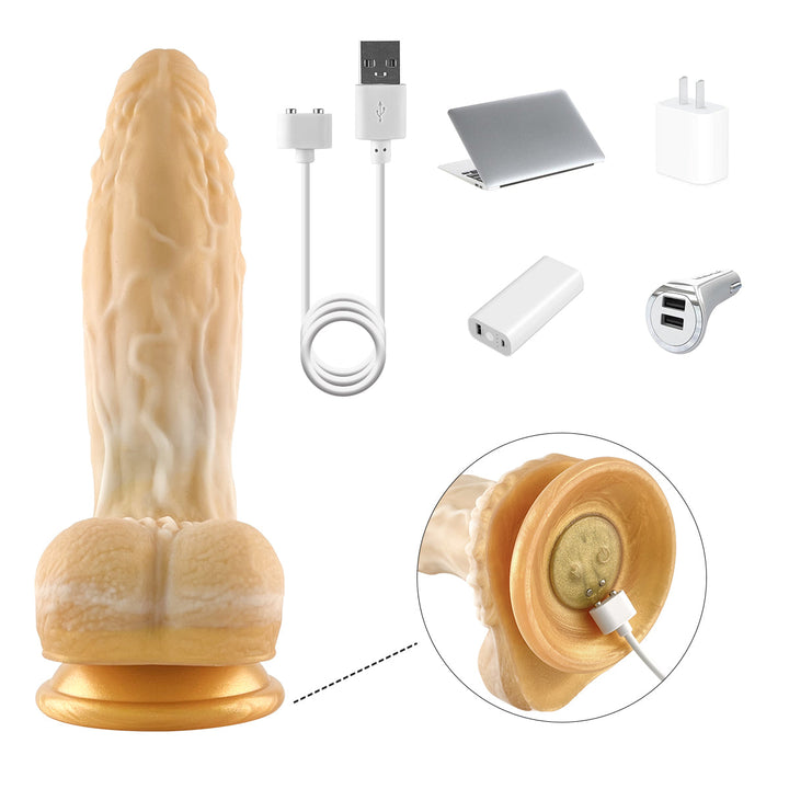 Liquid Silicone Series 8.4'' Rechargeable Vibrating Dildo with Remote - Light