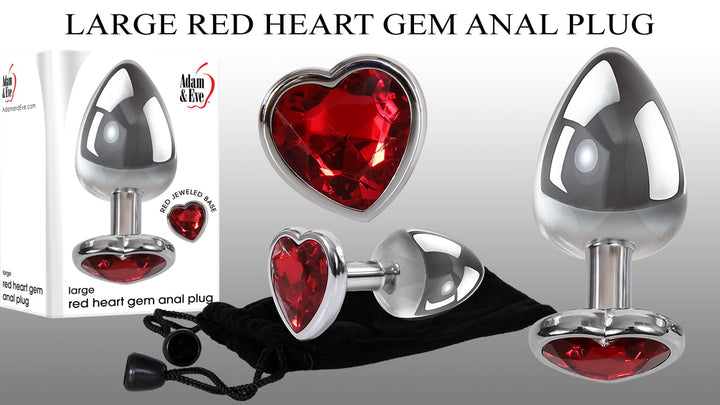 Adam & Eve Red Heart Gem Anal Plug - Large