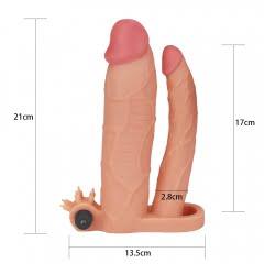 Lovetoy Products +3" Vibrating Pleasure X-Tender Double Penetration Extension Sleeve - Light