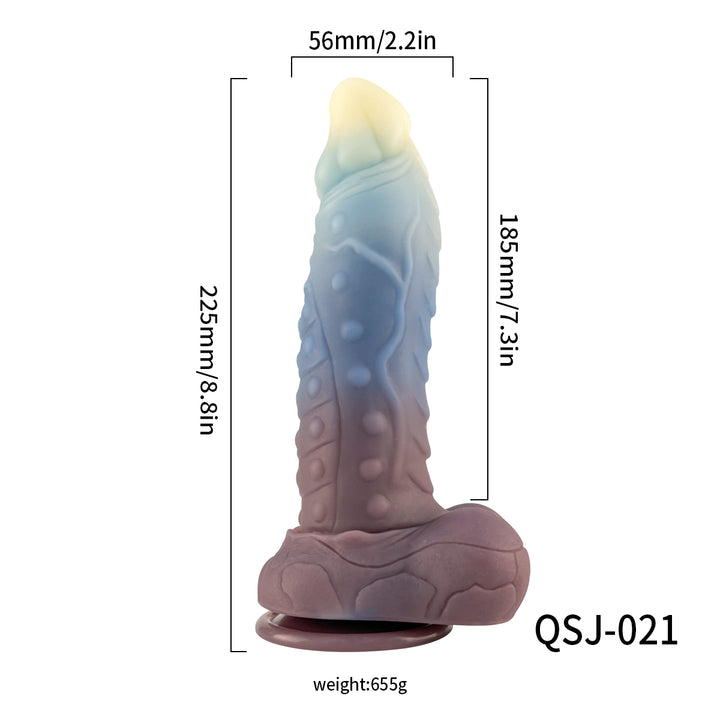Liquid Silicone 8.8" Dildo with Balls & Suction Cup