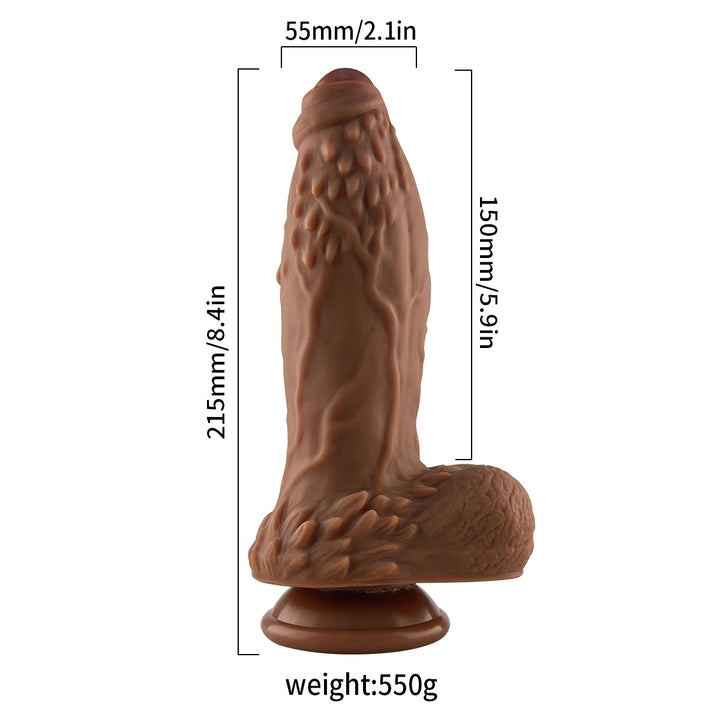 Liquid Silicone Series 8.4'' Rechargeable Vibrating Dildo with Remote - Tan