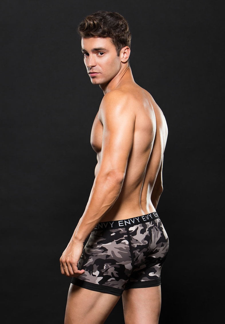 ENVY E053-GRY Logo Elastic Boxer Brief - M/L - Grey Camouflage