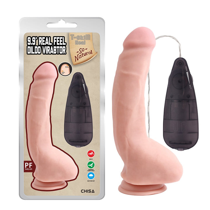 T-Skin Real Feel 9.9" Vibrating Dildo