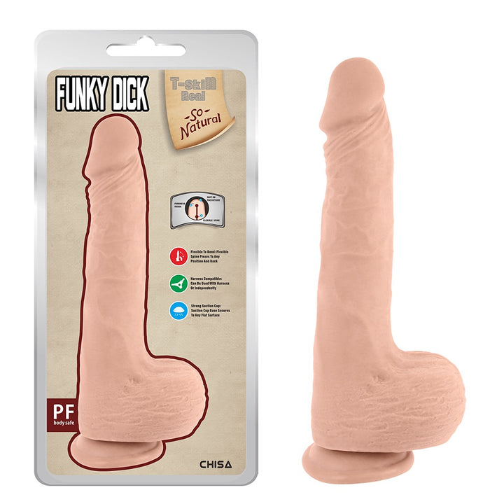 T-skin Real Funky Dick 10" Realistic Dildo with Balls