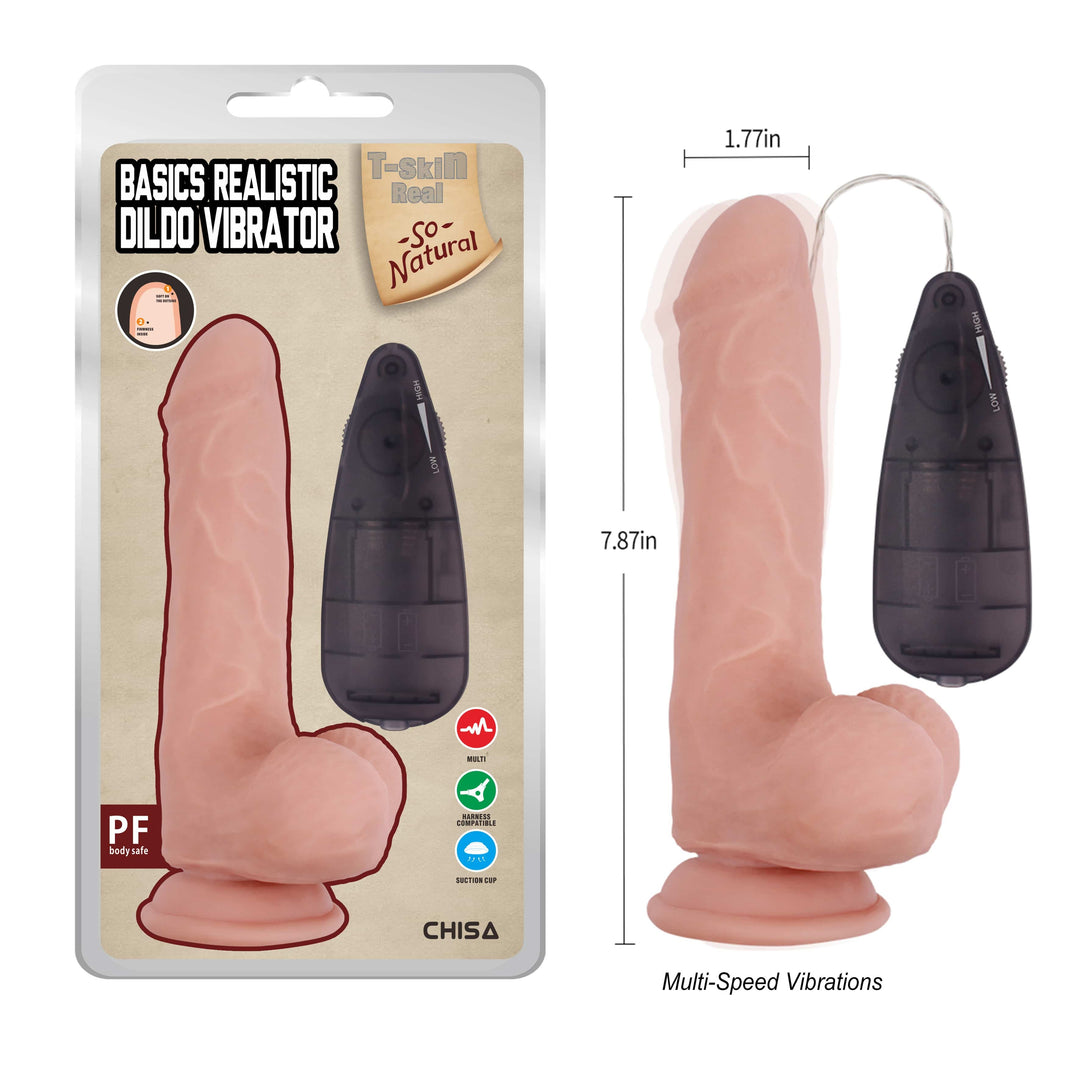 T-Skin Basics Realistic 7.8" Vibrating Dildo