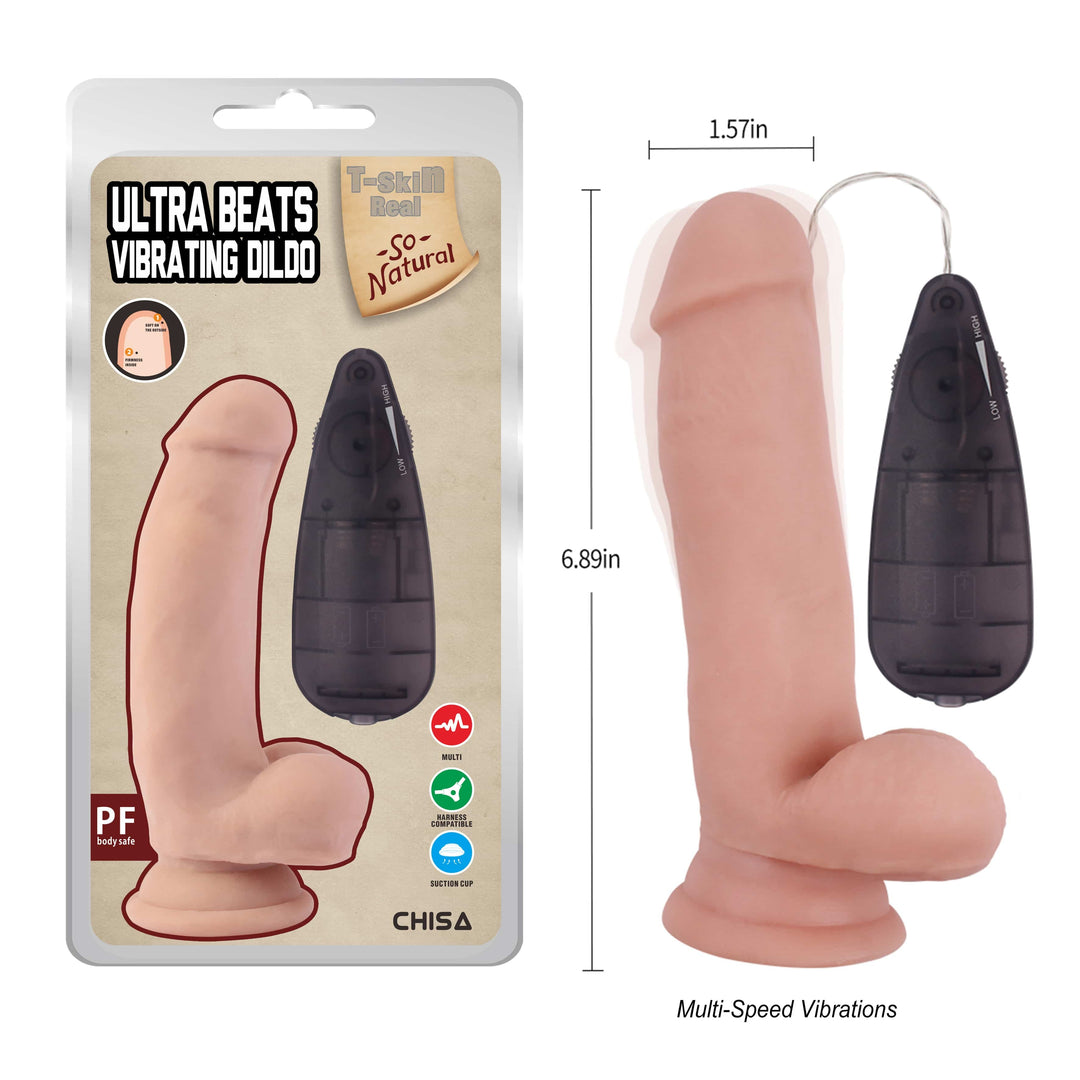 G-Spot Beast T-Skin 7" Realistic Vibrating Dong