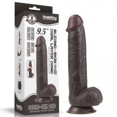 Lovetoy Products Sliding-Skin Dual Layer 9.5" Dong - Black