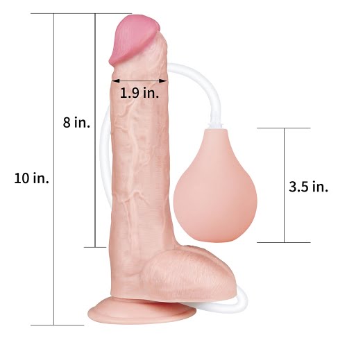 Lovetoy Large 10''Squirting Realistic Dildo With Ball - Light