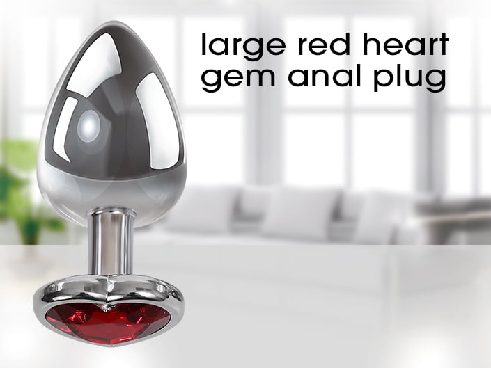 Adam & Eve Red Heart Gem Anal Plug - Large