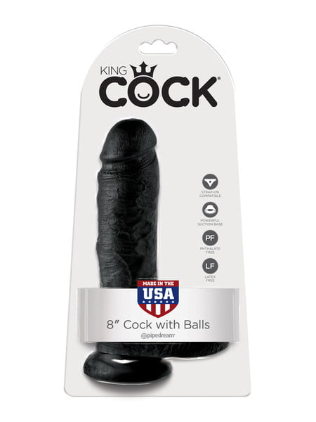 Pipedream King Cock 8" Cock with Balls - Black