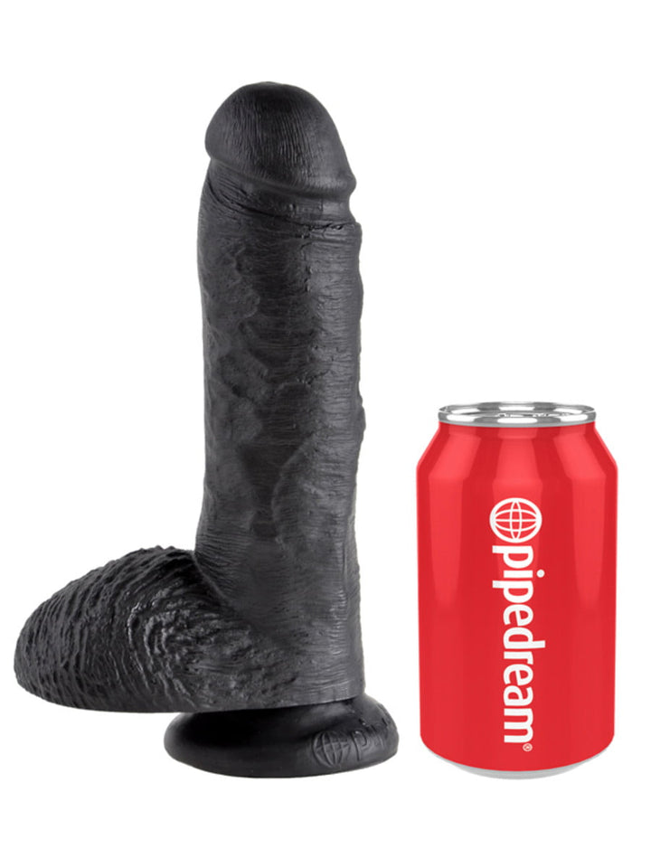 Pipedream King Cock 8" Cock with Balls - Black