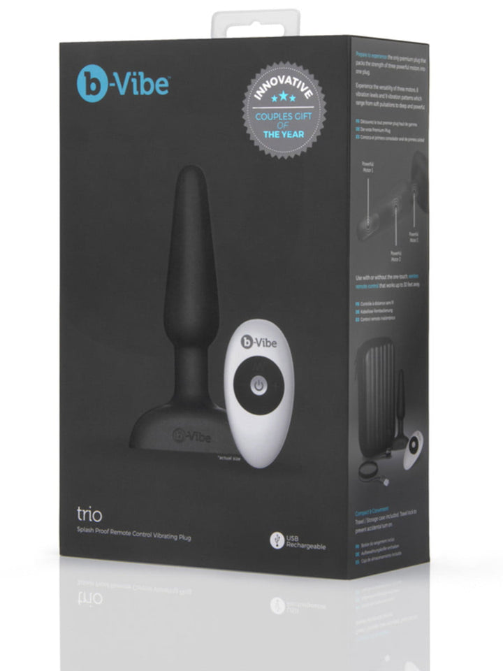 b-Vibe Trio Butt Plug with Remote - Black