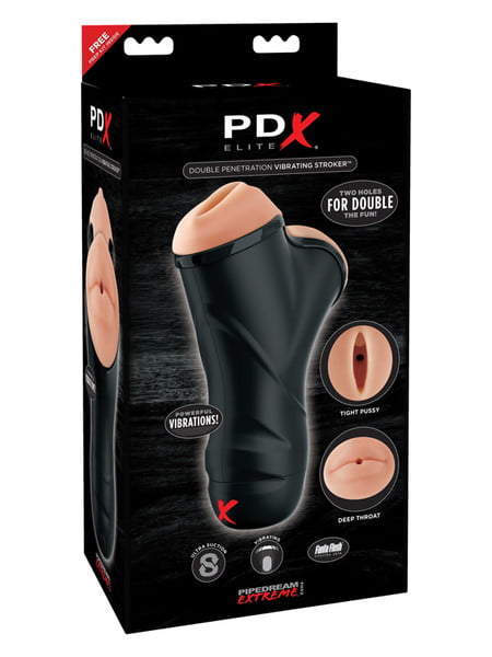 PDX Elite Double Penetration Vibrating Stroker-0