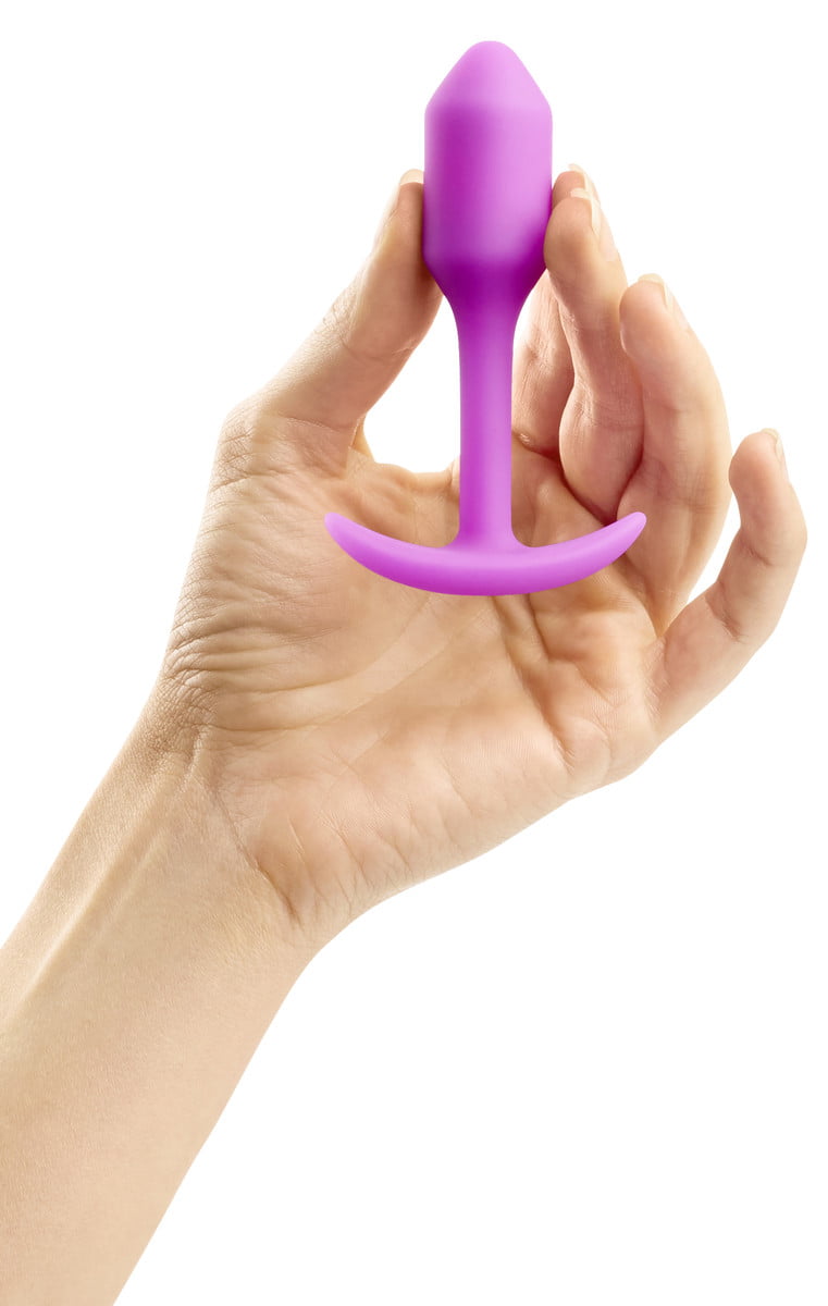 b-Vibe Snug Plug 1 Weighted Silicone Anal Plug - Fushia