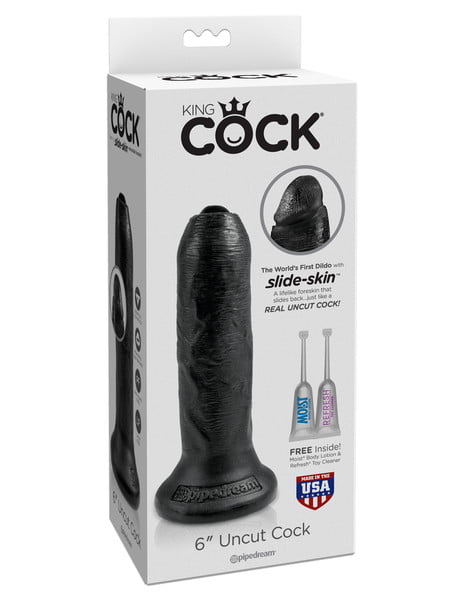 Pipedream King Cock 6" Uncut Realistic Cock - Black