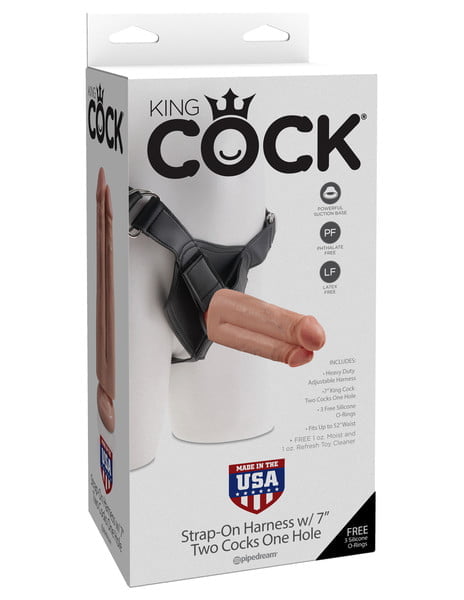 King Cock Strap-on Harness w 7 Inch Two Cocks One Hole-0