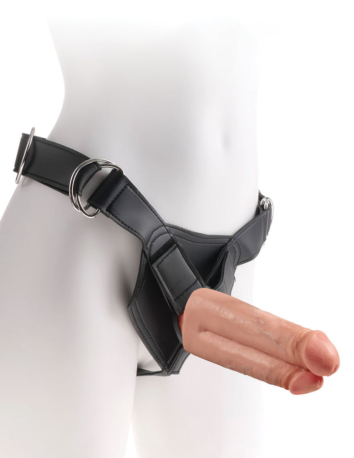 King Cock Strap-on Harness w 7 Inch Two Cocks One Hole-4448