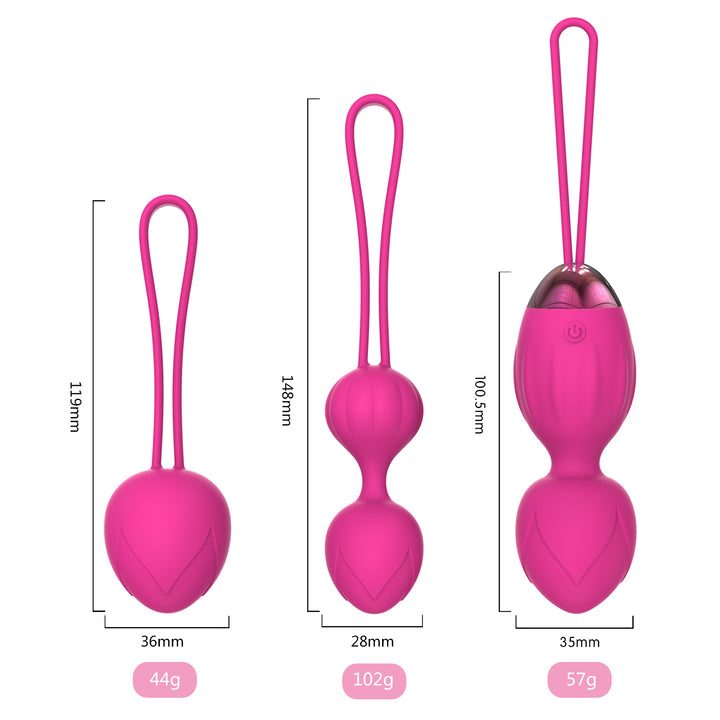 y.Love Cherry Vibrating Kegel Ball Training Set 4pc with Remote Control - Pink