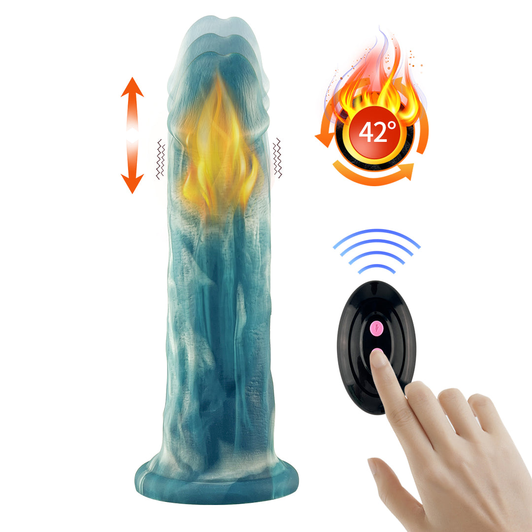 Liquid Silicone Series 8.6'' Thrusting & Vibrating Dildo with Remote - Blue