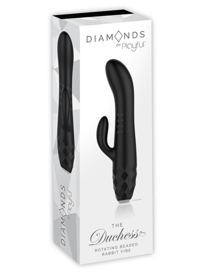 Diamonds by Playful The Duchess Rotating Beaded Rabbit Vibrator - Black