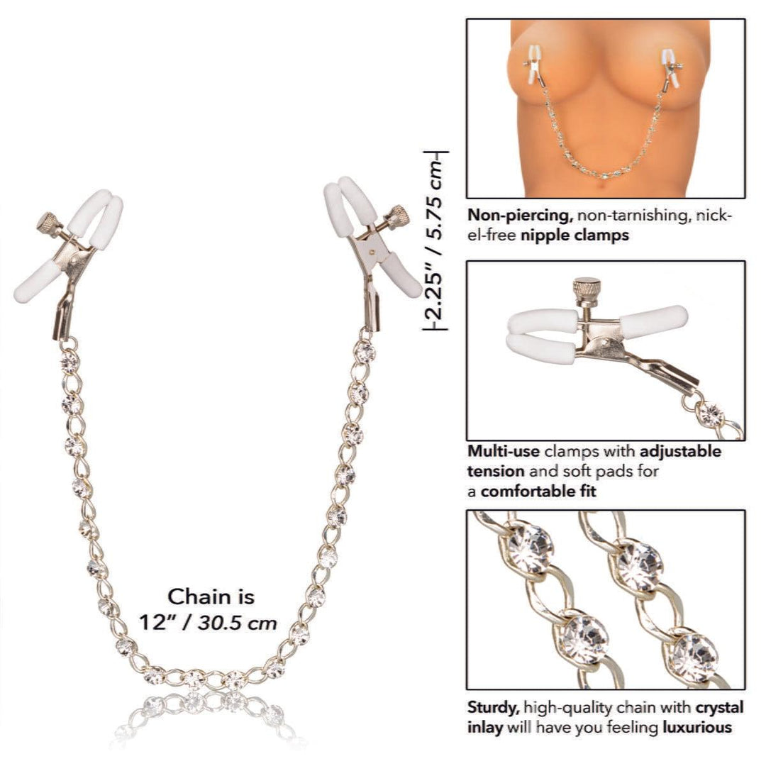 Nipple Play Crystal Chain Nipple Clamps-10687