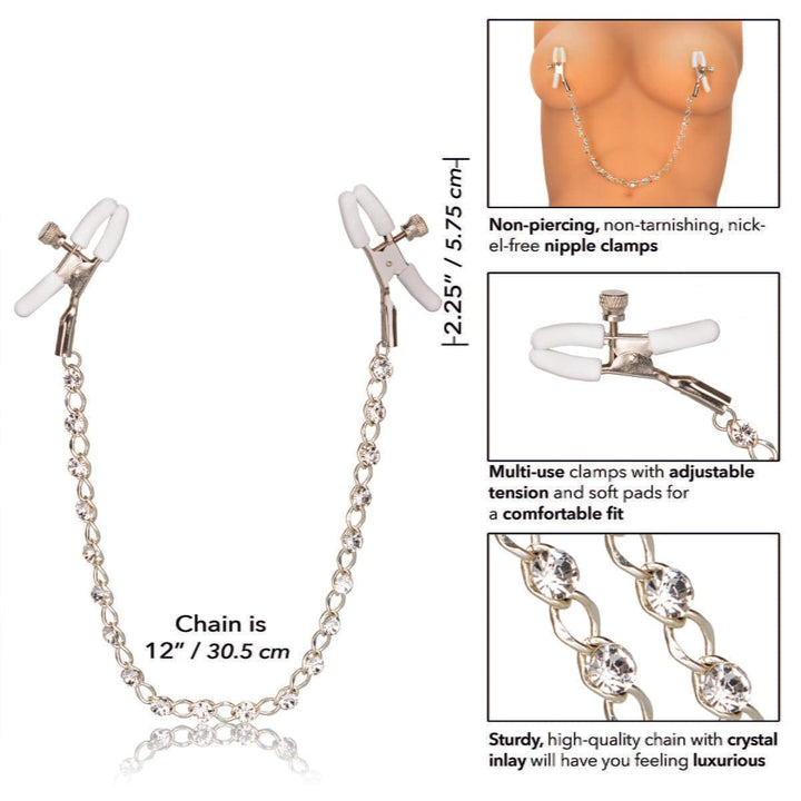Nipple Play Crystal Chain Nipple Clamps-10687