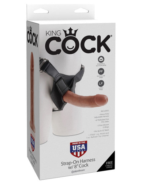 King Cock Strap-On Harness with 8" Cock - Tan