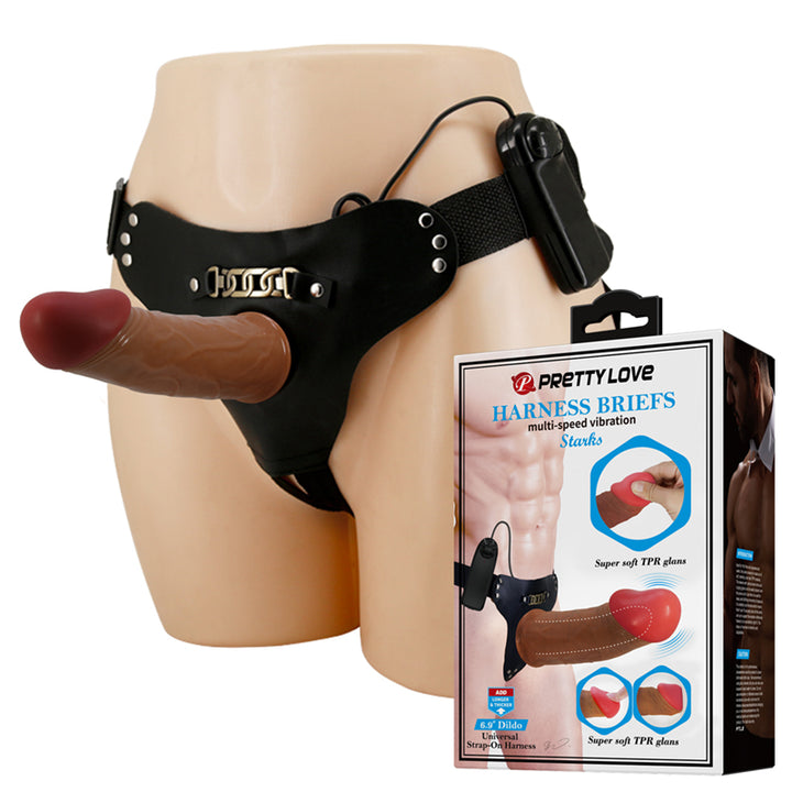Pretty Love Starks 6.9" Hollow Vibrating Strap On Harness Briefs