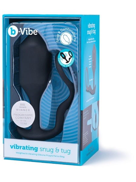 b-Vibe Vibrating Snug & Tug Weighted Silicone Anal Plug & Cock Ring - XL