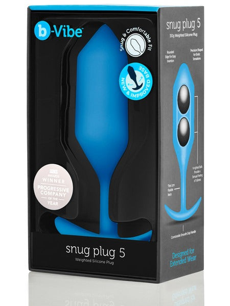 B-Vibe Snug Plug 5 Weighted Silicone Plug - Blue