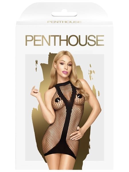 Penthouse Ride Or Die Seamless Net Mesh Dress Sexy Lingerie - XL - Black