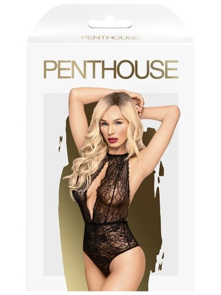 Penthouse Toxic Powder High-Neck Deep Plunge Teddy - M/L - Black