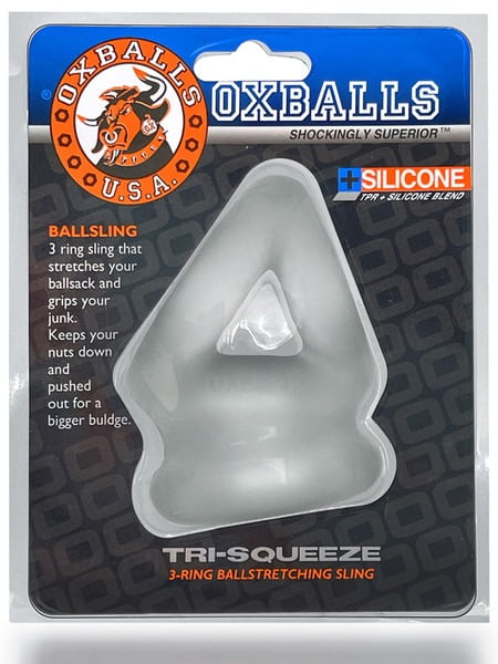 Oxballs Tri-Squeeze 3-Ring Cock Sling & Ball Stretcher - Ice