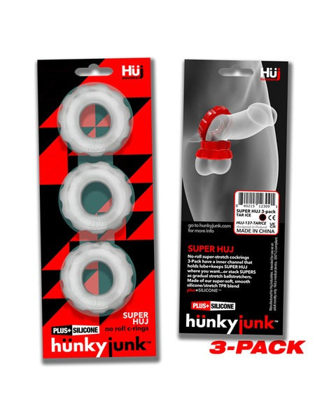 Hunky Junk Super Huj 3-Pack Cockrings - Clear Ice