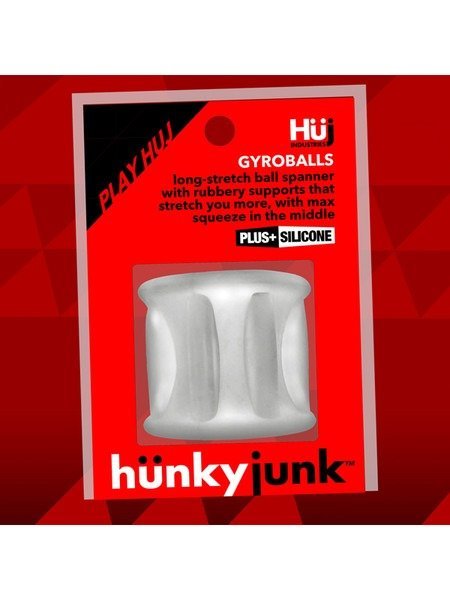 hunkyjunk by Oxballs Gyroballs Ball Stretcher Cockring - Clear Ice