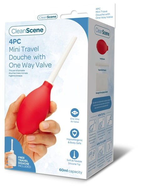 CleanScene 4pc Mini Travel Douche with One Way Valve