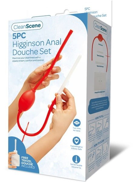 CleanScene 5pc Higginson Anal Douche Set - Red & Clear