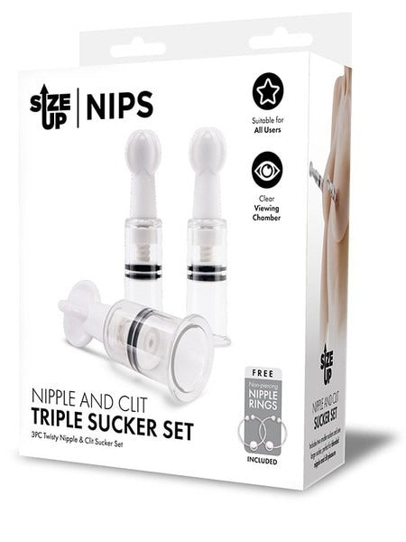 Size Up Nips Nipple & Clit Suckers Set 3pc - Clear